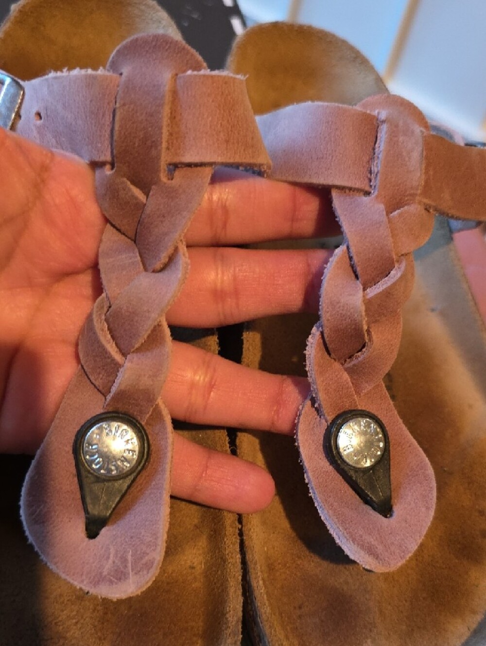 Birkenstock Pink Braided Suede Thong Sandals - Picture 10 of 10
